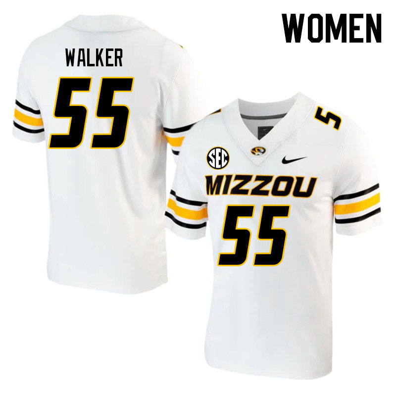 Women #55 Arden Walker Missouri Tigers College 2023 Football Stitched Jerseys Sale-White